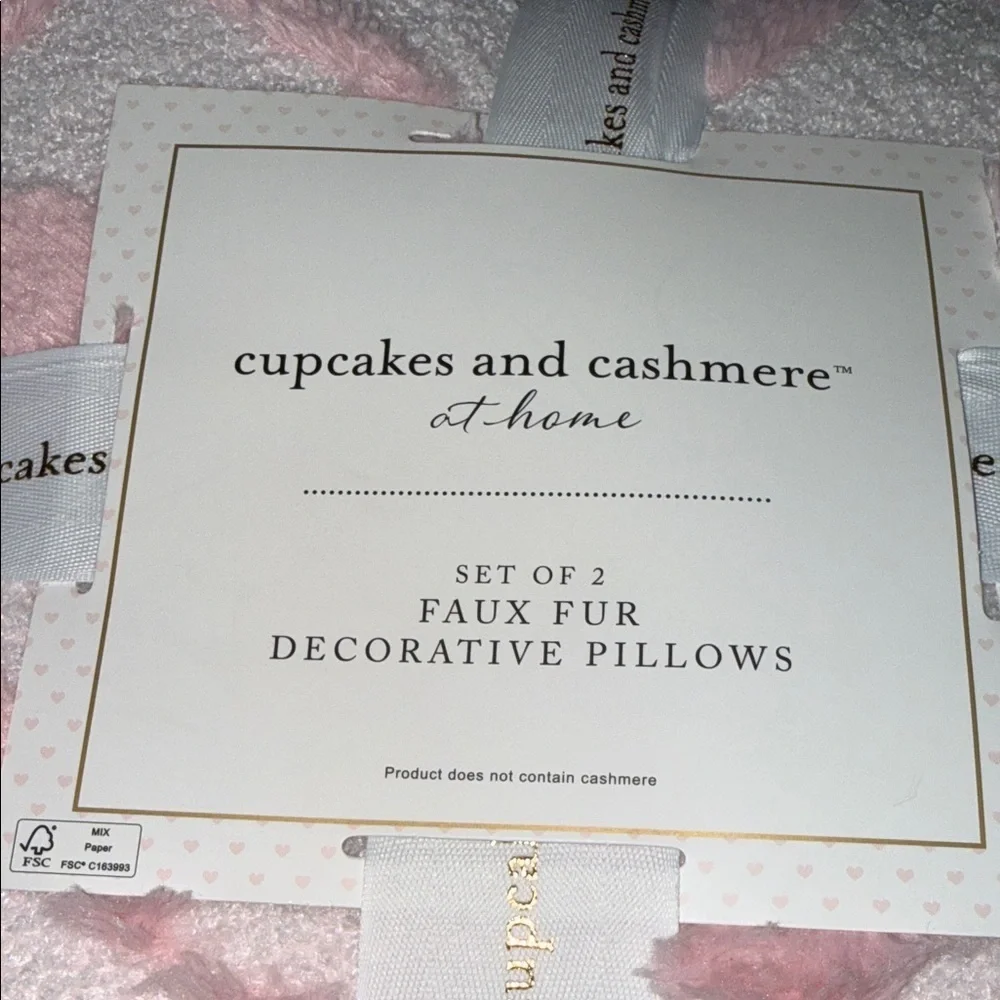 cupcakes & cashmere Blush Heart ribbon bow valentine’s Day 2 pack pillows